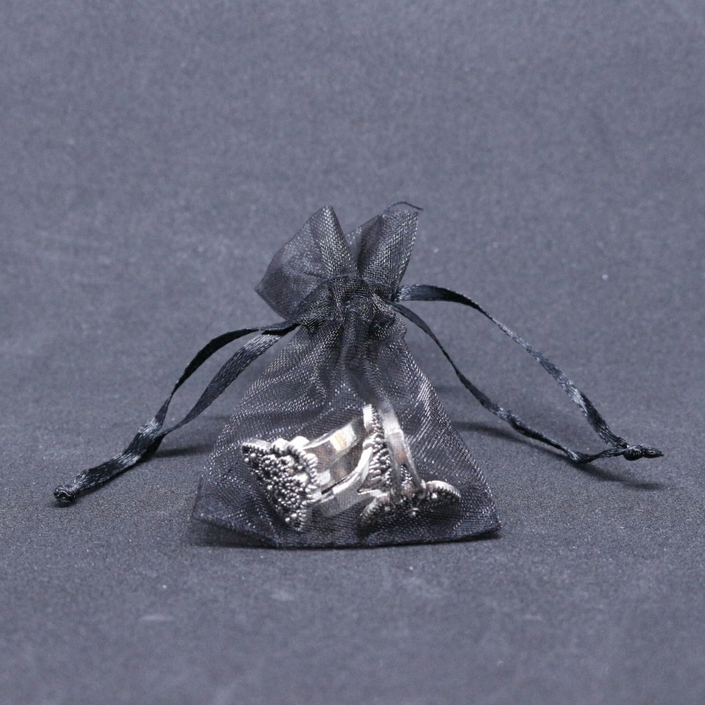 30s Style Scrollwork Silver Fashion Ring Set 8 (k) - Picture 4 of 5